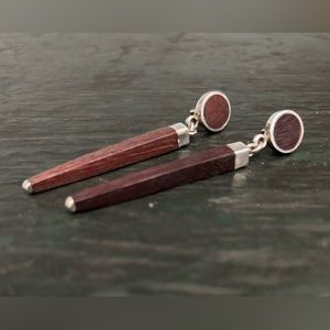 MCM Vintage Sterling Silver Wood Earrings
